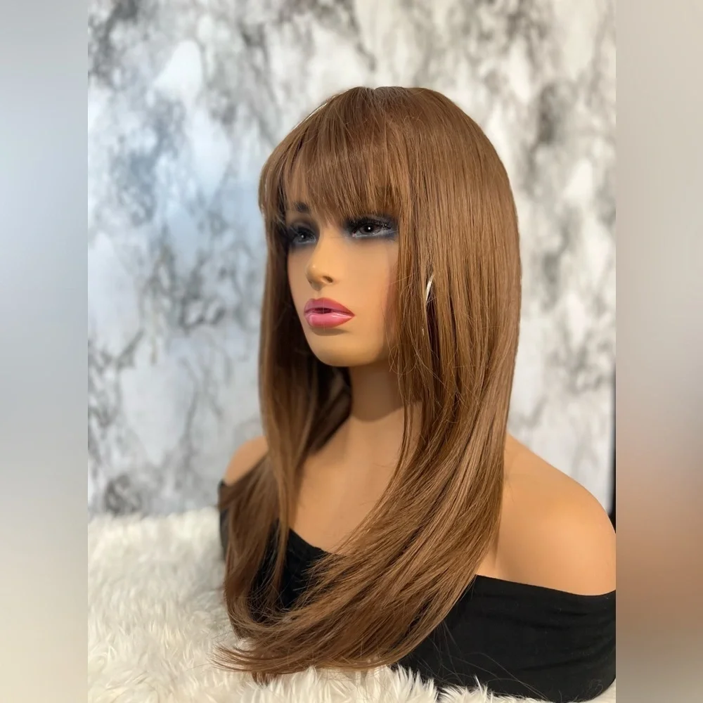Chesnut Brown Layered  wig with Bangs 22”